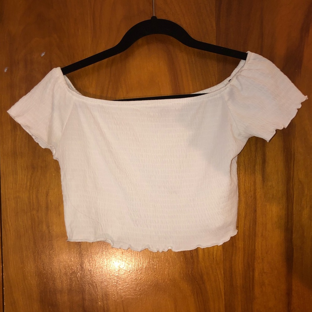 white off the shoulder crop top